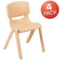 Flash Furniture 4-YU-YCX4-004-NAT-GG 4 Pack Natural Plastic Stackable School Chair with 13.25